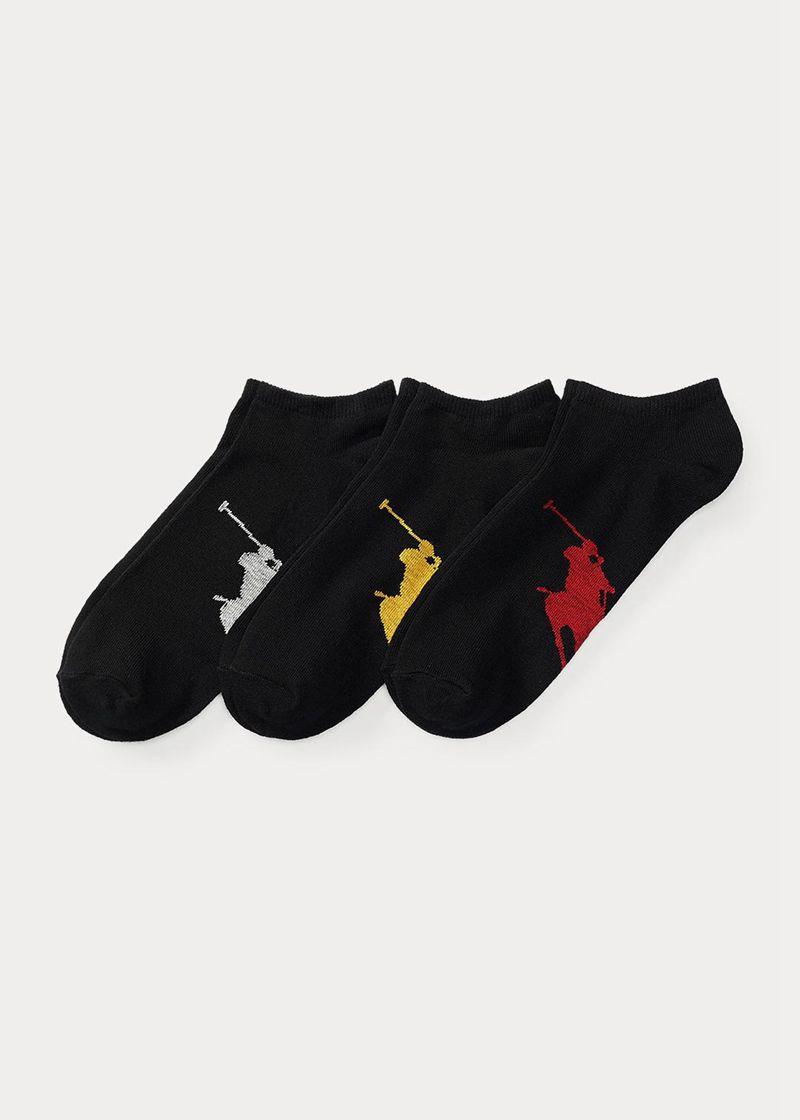 Calcetines Polo Ralph Lauren Hombre Big Pony 3-Pack Chile Negras ALBTU-7903